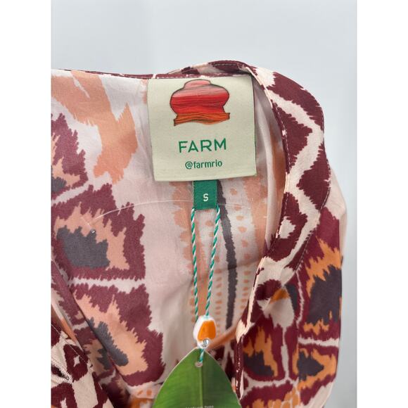 B49 Farm Rio Toucans Scarf Maxi Dress Womens Small Long Sleeve Boho Earthy Chic - Picture 14 of 14